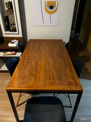 Mesa Madeira Argelim Pedra - Estilo industrial