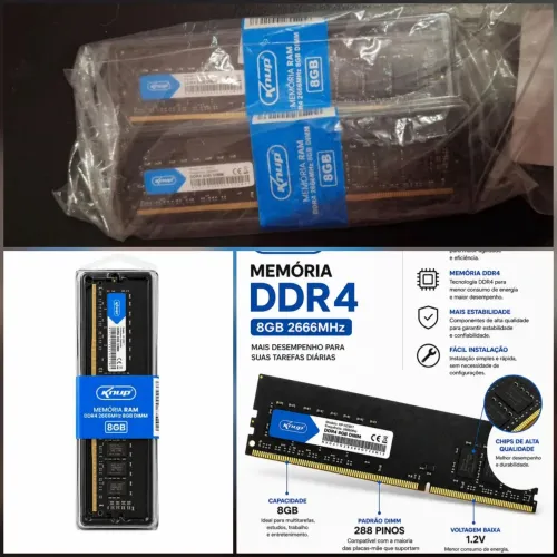 memórias knup Nova DDR4 2666mhz 2x8b (16gb) (LER DESCRIÇÃO)