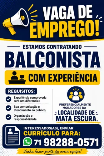 Vaga para atendente de farmácia com experiência