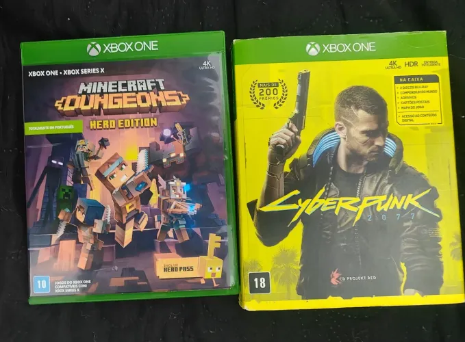 Jogos cyberpunk 2077 e Minecraft dungeons para Xbox one