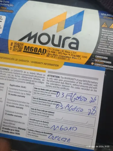 Bateria veicular Moura