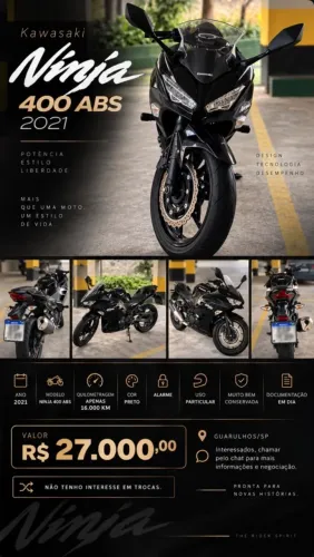 KAWASAKI NINJA 400 ABS 2021 - APENAS 16.000 KM
