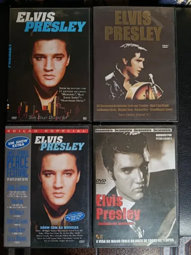 4 DVD's Elvis Presley: 64 sucessos no total+ a vida, a carreira do ídolo- excelente estado