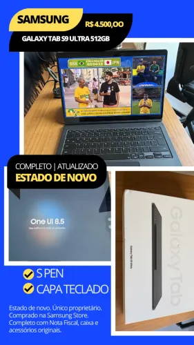 Samsung Galaxy Tab S9 Ultra 512GB/12GB | Capa Teclado Original+S Pen + NF | Estado de Novo