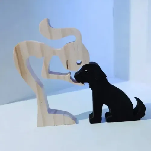 Escultura Mulher Com Cachorro 20x20cm Personalizada Com Nome