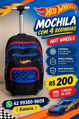 Mochila rodinhas hot Wheels
