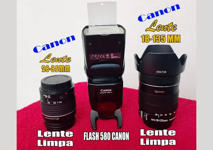 Flash 580 canon junto com lente 28.85 e lente 18.135mm