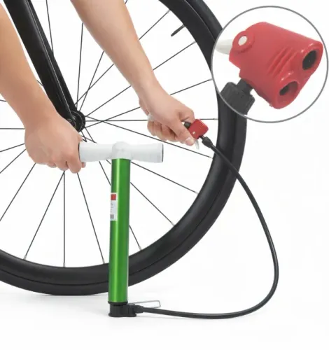 bomba manual 35cm de encher pneu bicicleta moto bolas inflaveis verde try-9480