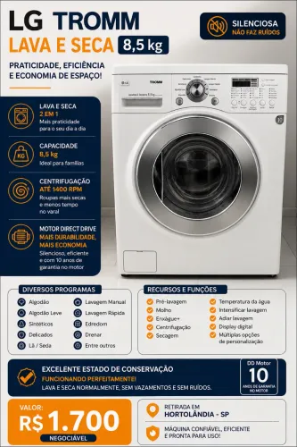 LG Lava e Seca TROMM 8,5 kg