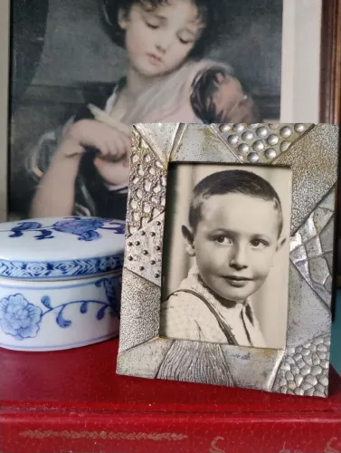 Mini porta retrato metal antigo