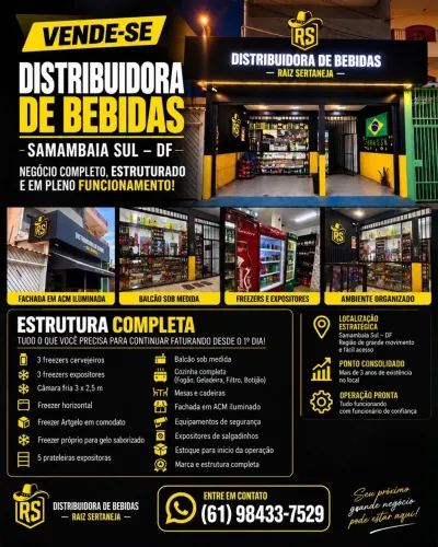 DISTRIBUIDORA DE BEBIDAS COMPLETA À VENDA!