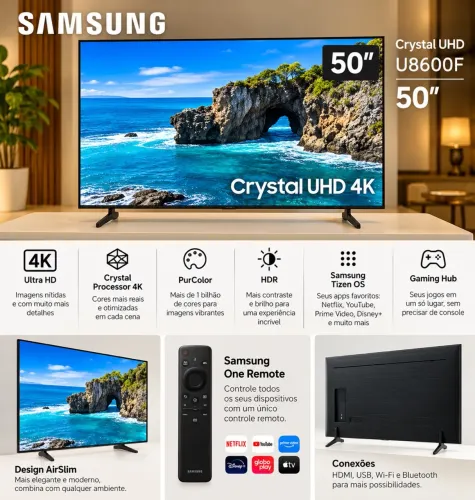 Samsung Crystal UHD 4K U8600F de 50 polegadas (UN50U8600FGXZD).
