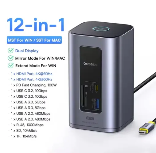 Docking Station Baseus Nomos Nu1 Air Spacemate (12 Em 1)