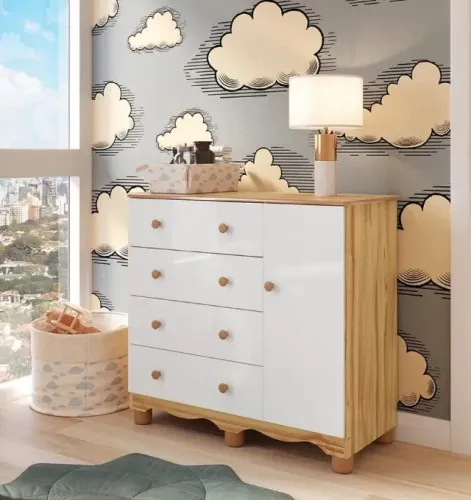 Comoda Junior com Porta 100% MDF - Peroba