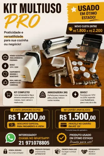 Kit Multiuso Pro Com Amassadeira 3 Kg 127-220 Volts Anodilar