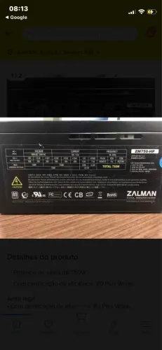 Fonte real Zalman 750W 