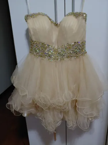 Vestido de festa rose com pedraria