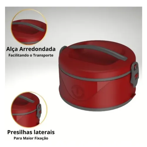 Marmita Térmica 1,5L - Com alça, Empilhavel, Organizador Milão - Unitermi