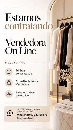Vaga de emprego para vendedoras