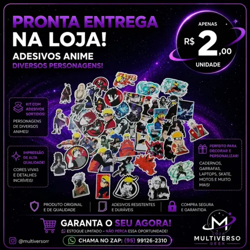 Adesivos Naruto Variados.