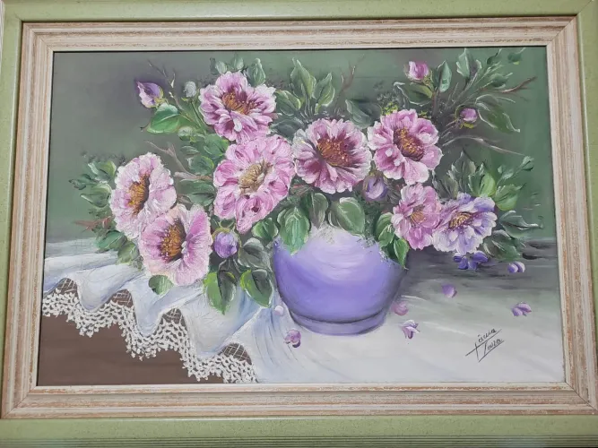 quadro para decoração pintado a mão tinta óleo 