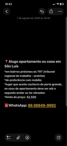 Alugo apartamento ou casa em São Luís