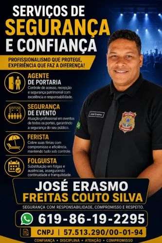 SEGURANÇA, FOLGUISTA, FERISTA, PATRIMONIAL, FISCAL DE LOJA, PORTEIRO.