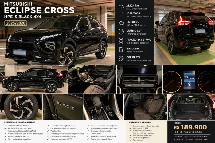 Mitsubishi Eclipse Cross HPE-S Black 4X4 1.5 16V 165cv AWC Aut. 2026