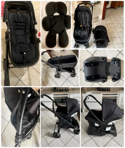 Carrinho e bebê conforto com base Galzerano Olympus