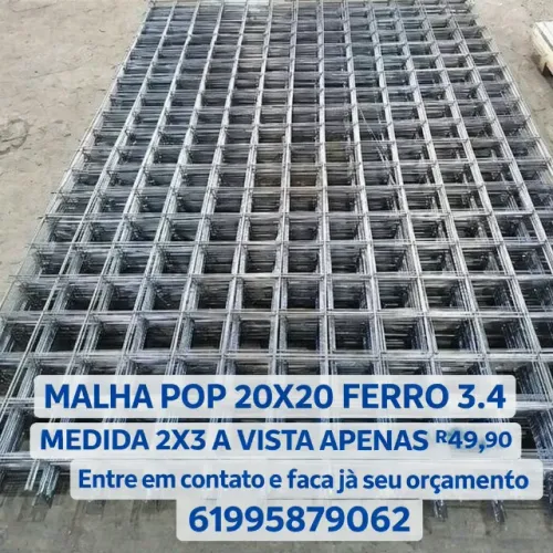 Malha pop 20x20 ferro 3.4 medida 2x2 a vista apenas R$49,90