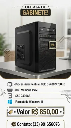 Computador processador Pentium Gold G5400 8°Geracão