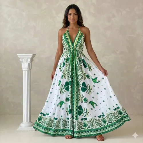 Vestido Longo Indiano Estampado