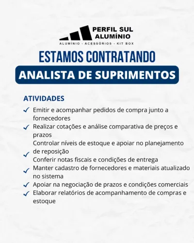 Vaga Analista de Suprimentos