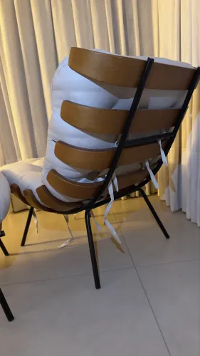 Poltrona Costela Adao Com Puff Sala Quarto Madeira Luxo
