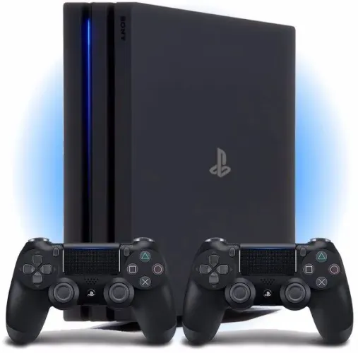 PLAYSTATION 4 PRO 1TERA / PS4 PRO 1T todos os cabos e 2 controles pretos