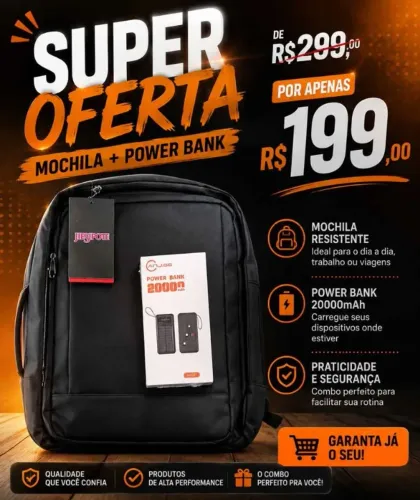 MOCHILA + POWER BANK 20.000mAh