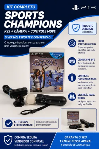 Kit Motion PS3: PS Move + PS Eye + Jogo