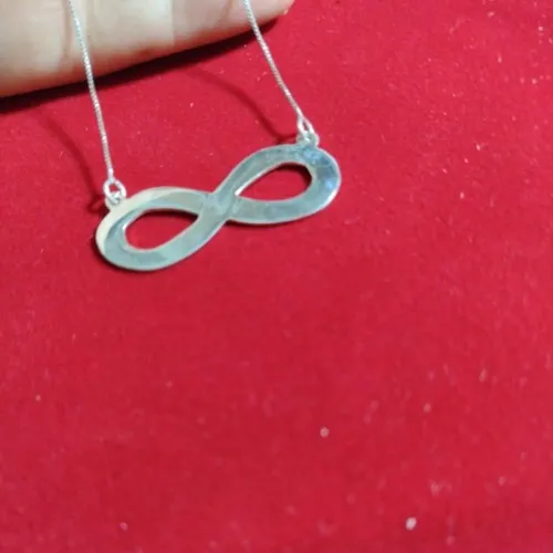Colar Prata 950 Infinito Tamanho Colar 45 cm 1 mm e Infinito 39 mm x 15 mm