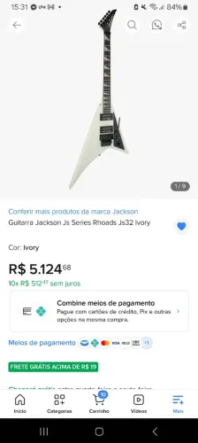 Guitarra Jackson série Rhoads js32 ivory