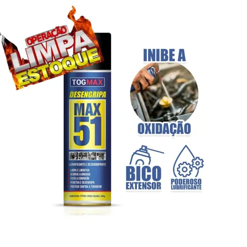 Desengripante Spray 300ml Max 51 TogMax - Lubrifica, Protege e Remove Ferrugem