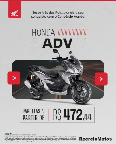 ADV 160 2027 - 0km - Parcelas a partir de R$ 472,44 - CONSÓRCIO