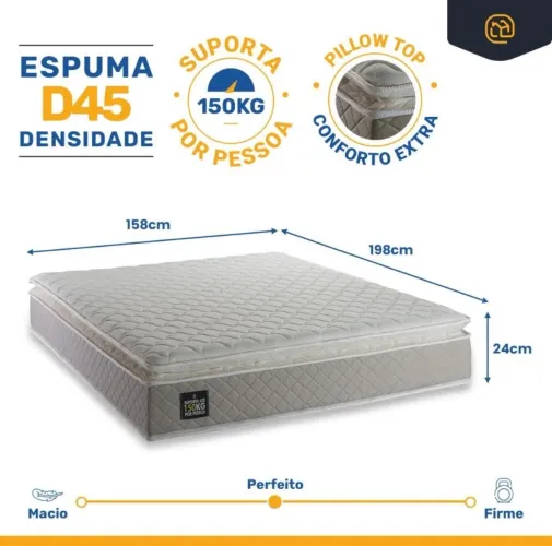 Colchão Queen Strong D45 Pillow Top 158x198 - Pouco Uso