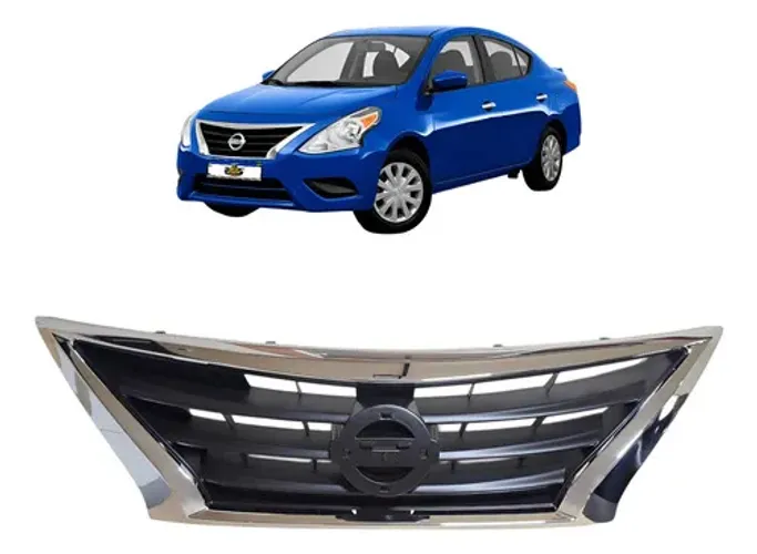 Grade Radiador Nissan Versa 2015 A 2019 Com Moldura Cromada Preto Brilhante
