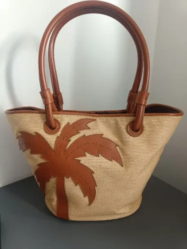Bolsa grande Arezzo original couro e ráfia super estilosa pro verão