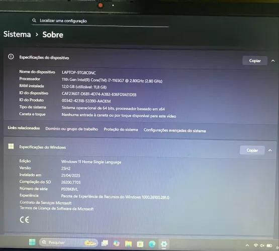 Notebook Lenovo i7 (11ª Ger) + 12GB RAM - Uma Máquina! Oportunidade Única