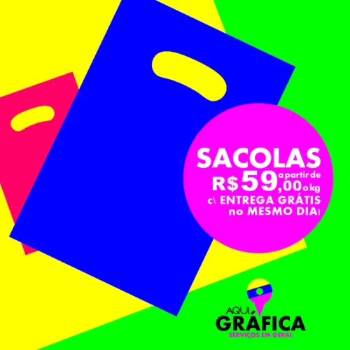 Sacola c/ Alça Vazada (Boca de Palhaço) por R$ 59,00 o kg e Entrega Grátis no Mesmo Dia!