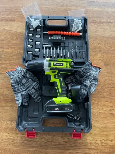 Kit Completo! Furadeira e Parafusadeira 68V + Maleta e Todos os Acessórios