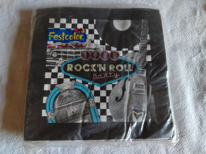 Guardanapos de Papel Tema Rock and Roll 1950s 2 pacotes com 20 unidades Cada
