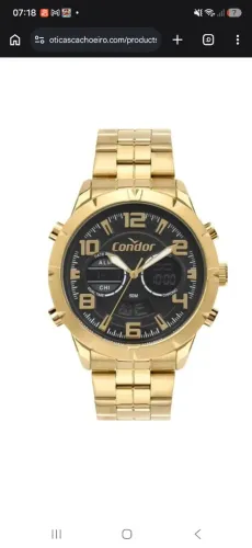 Relógio analógico e digital CONDOR em aço dourado