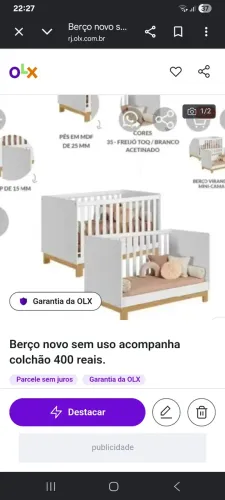 Berço sem uso, vai com colchão .